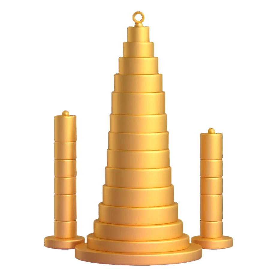 Google Sycamore quantum computer golden tower with stacked circular disks connected by tubes sticker