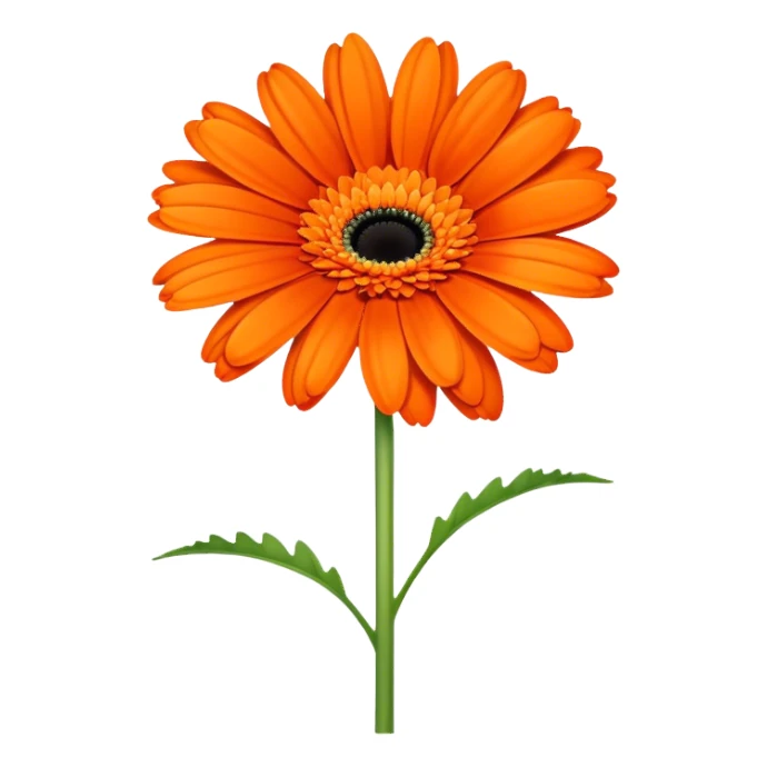 single Vibrant Orange Gerbera Daisy, straight stem sticker