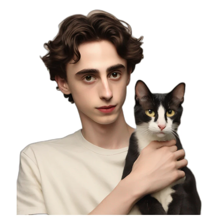 Timothée chalamet with cat sticker
