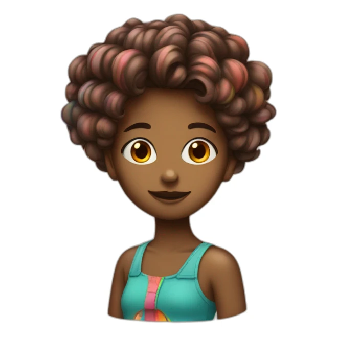 Fille avec cheveux multicolore sticker