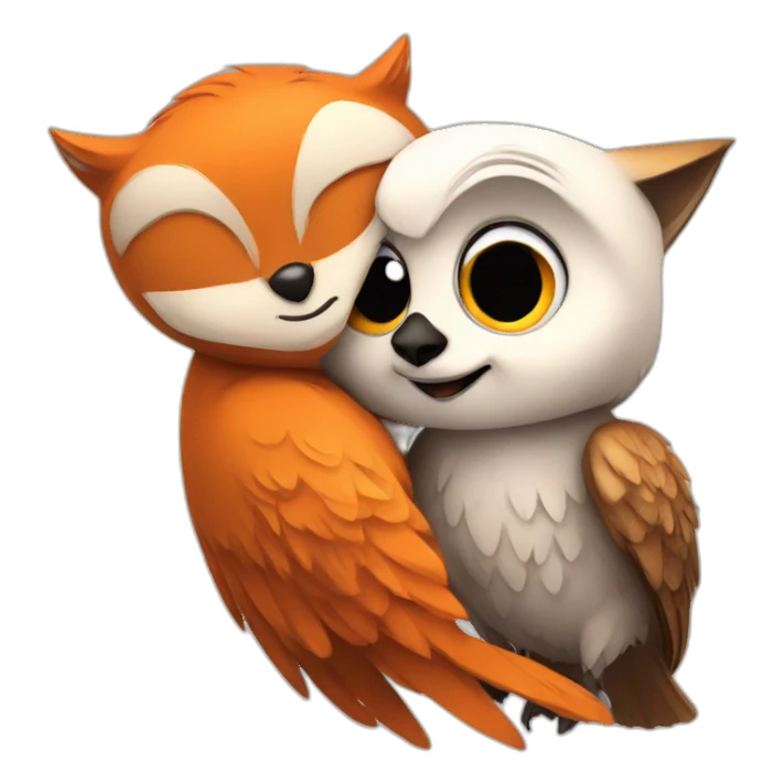 owl hugs fox sticker