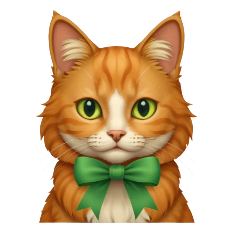 cat with green ribbon on ear sticker