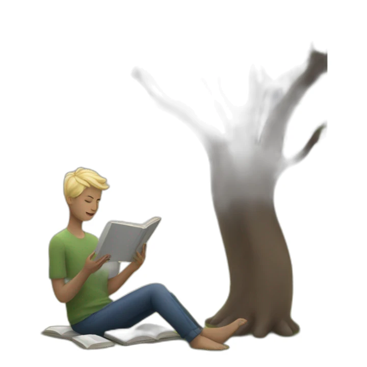white person reading under the tree sticker