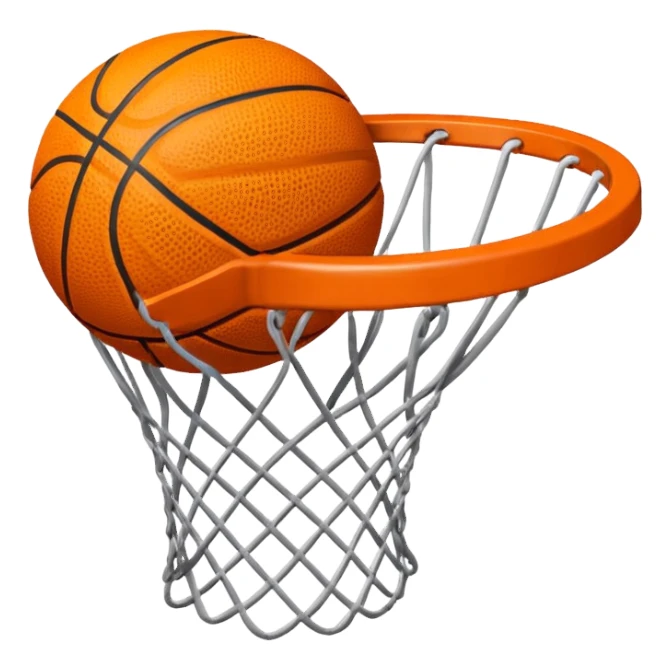 Basketball going towards the hoop but missing sticker