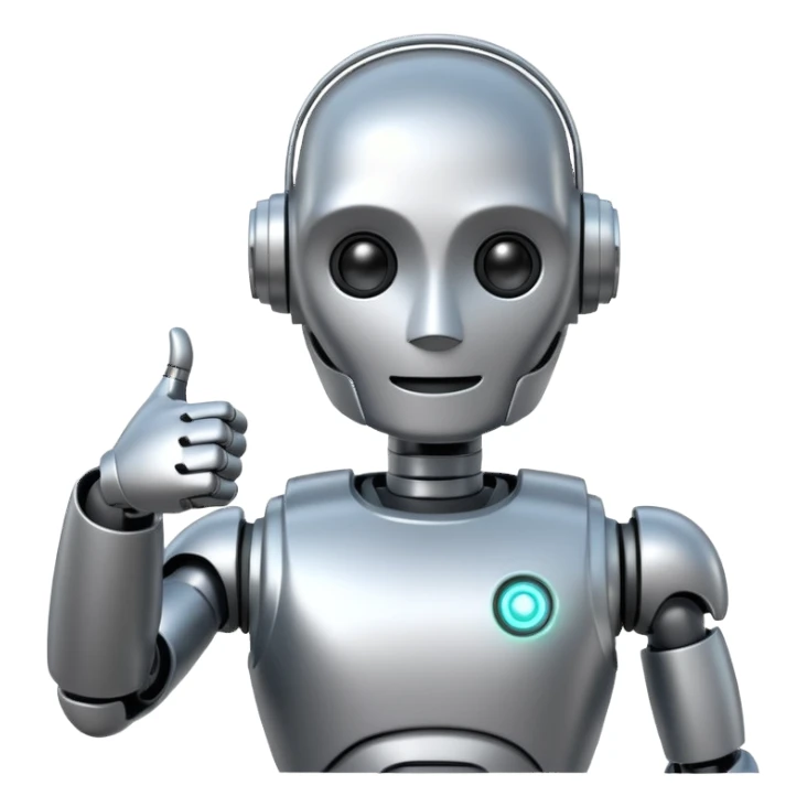 The ai robot shows Thumbs Up sticker