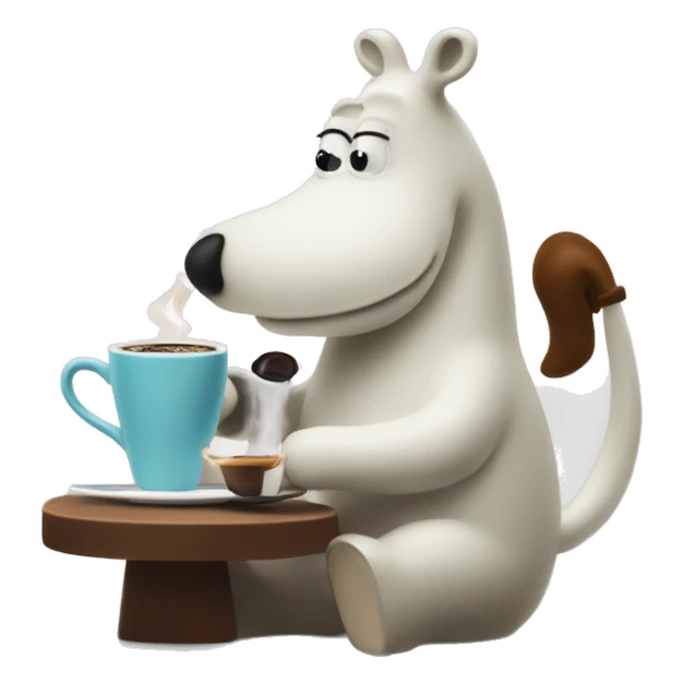 moomintroll making an espresso sticker