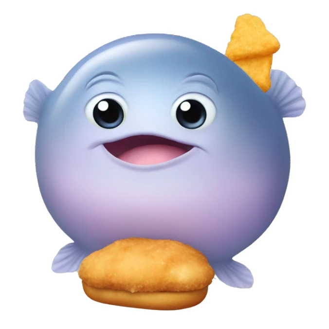Blob fish holding a chicken nugget sticker