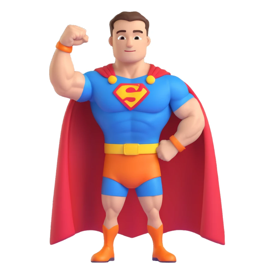 super dad, flexing arm, strong, cape sticker