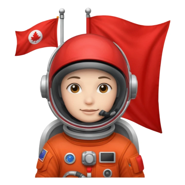 astronaut holding red flag sticker