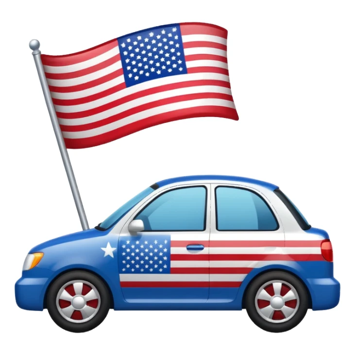 A car with a flag orUSA sticker