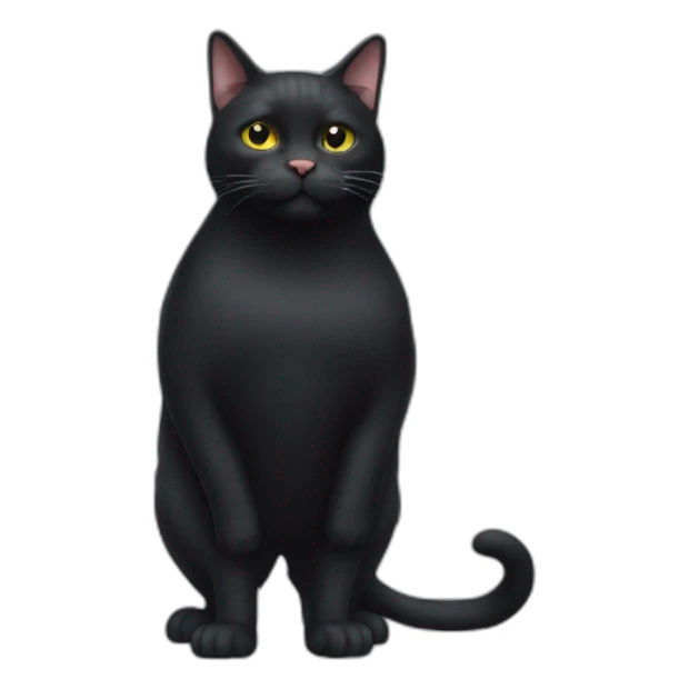 fat black cat whole body sticker
