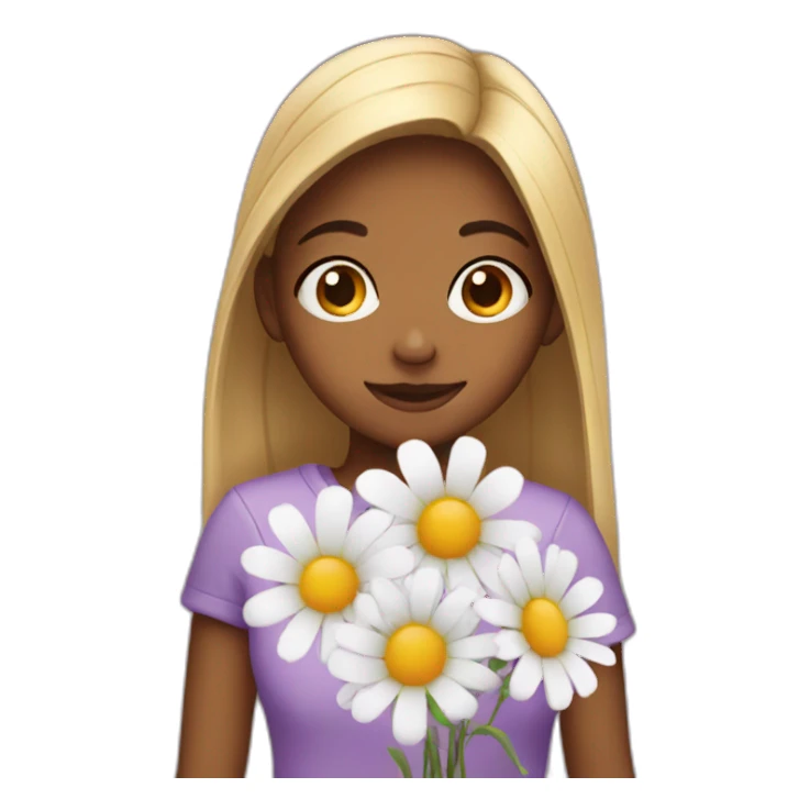 Shy girl with flowers sticker