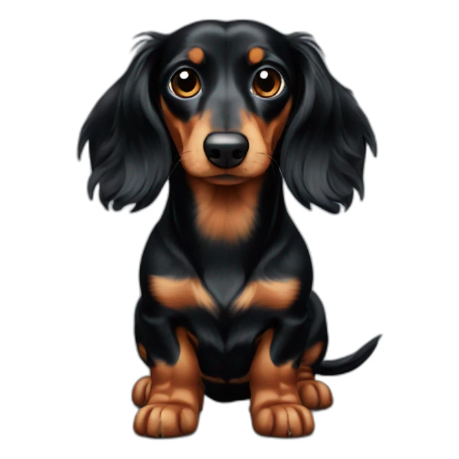 Black long haired dachshund sticker