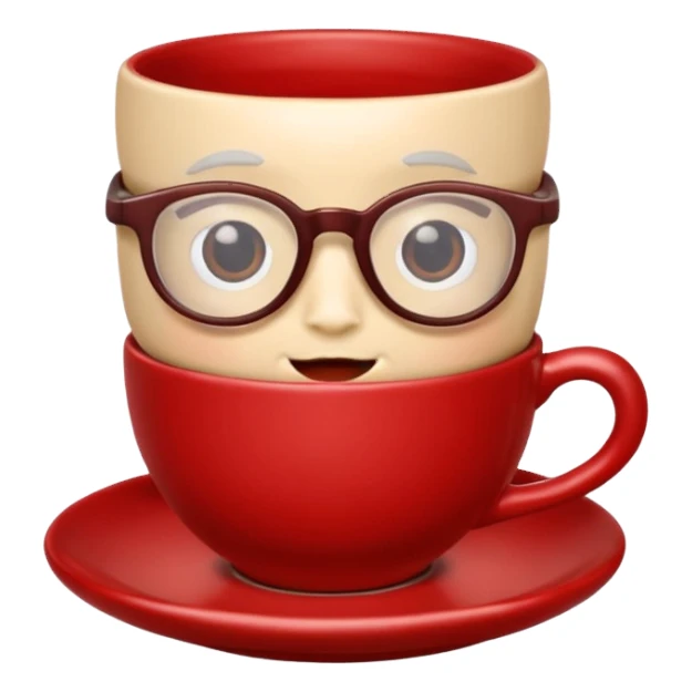 talking teacup red with glassess sticker