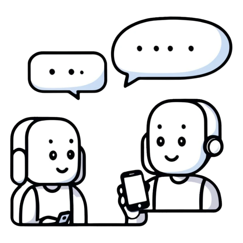 two people resolving conflict, one showing avoidant style looking at phone ignoring the issue, the other showing secure style with a conversation bubble suggesting talking it through sticker