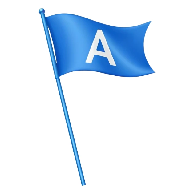 Blue flag with letter A logo, color code #2D69FF sticker