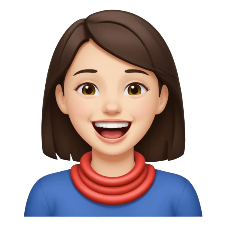 brunette girl choking neck while laughing sticker