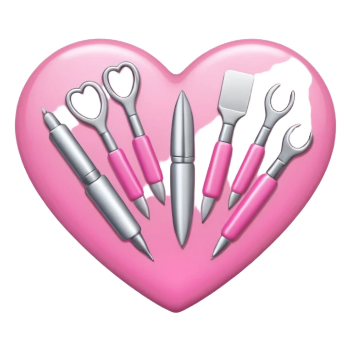Create an icon using tools used by manicurists; use pink tones. sticker