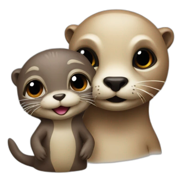 Otter and alien emoji together  sticker