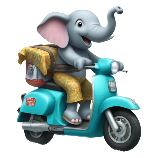 Elephant riding scooter in ocean sticker