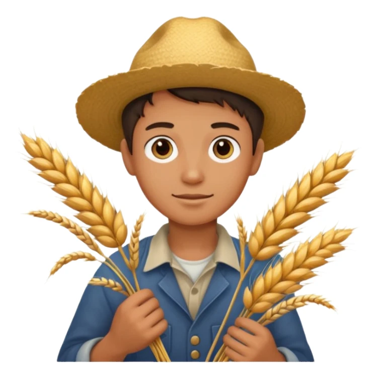 boy farmer, hold wheat sticker