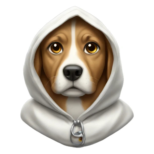 Dog wearing a hooding sticker