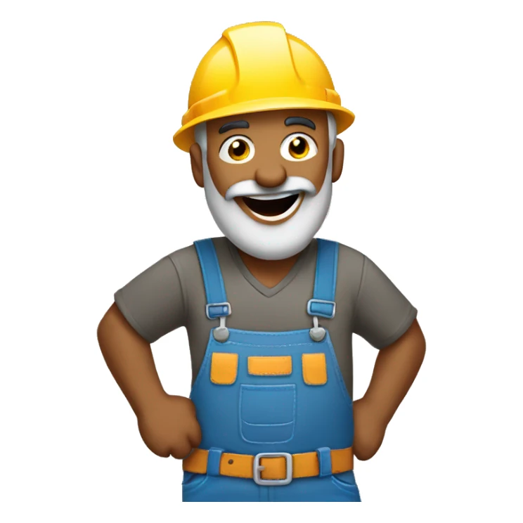 Construction worker super happy and dancing.    Hispanic with a grayish beard sticker