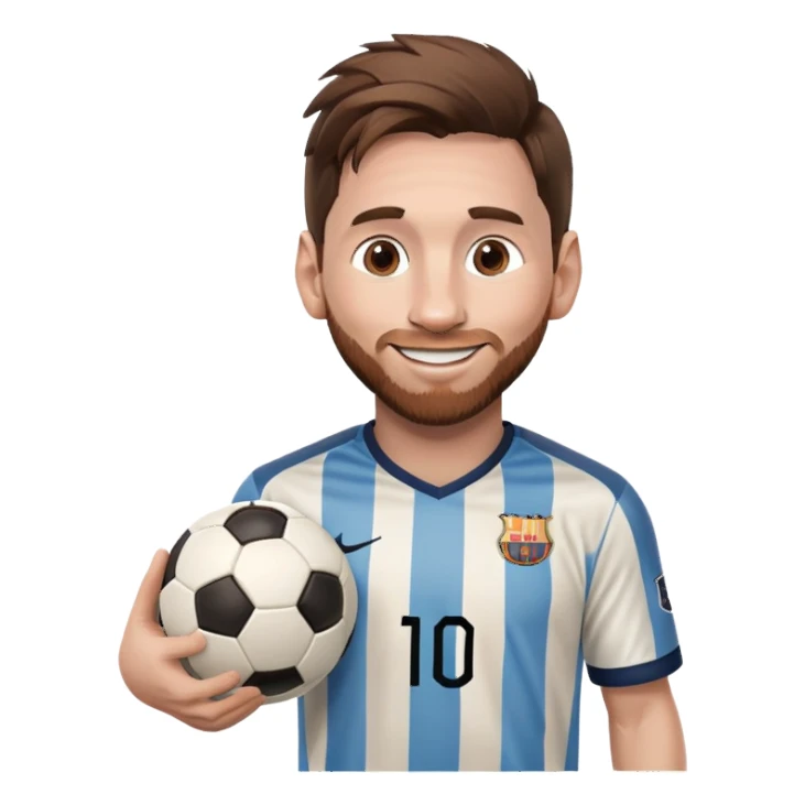 Messi smiling with a soccer ball sticker