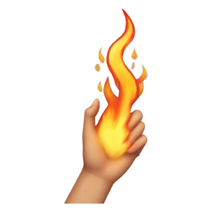 female hand wielding flame sticker