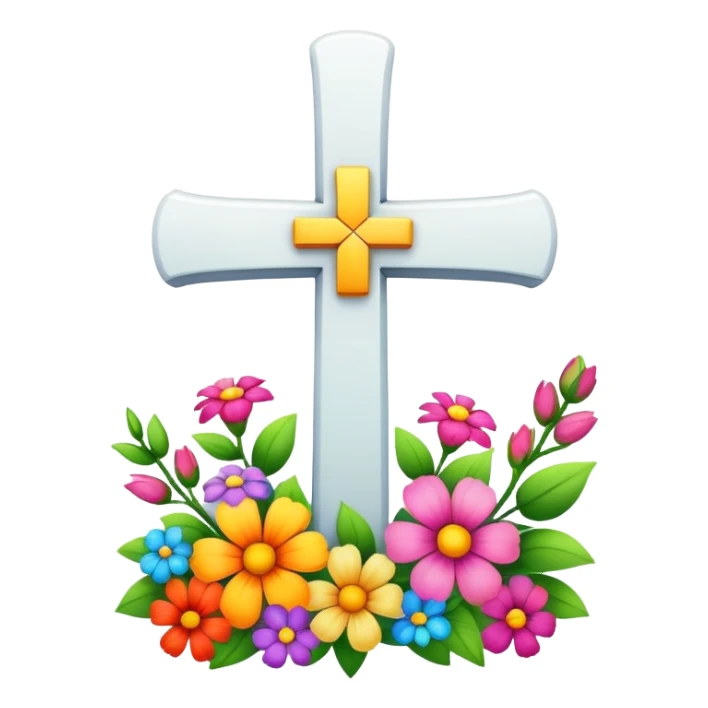 white-cross-with-flowers sticker