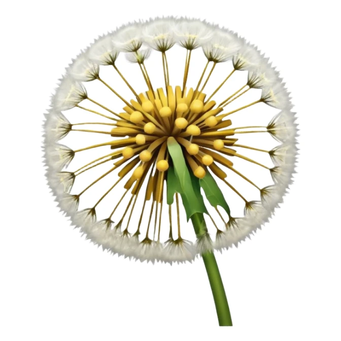 a hyperrealistic dandelion flower with many blow-seeds on it sticker