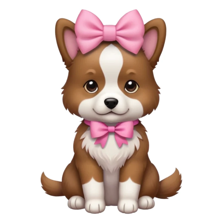 dog with pink bow sitting pose sticker