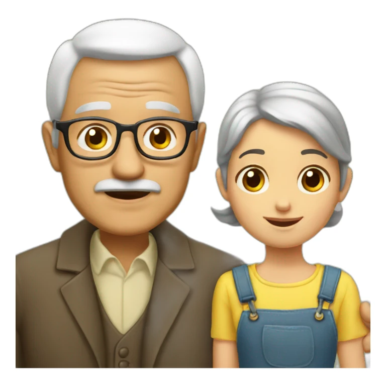 Abuelo con niña sticker