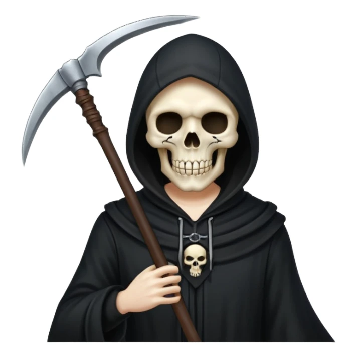 black hood skull scythe sticker