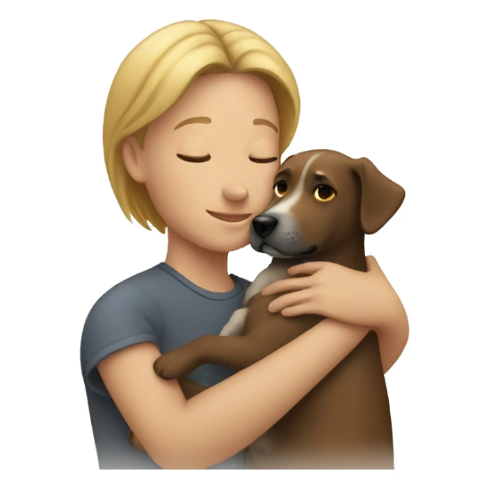 person cuddling a dog sticker