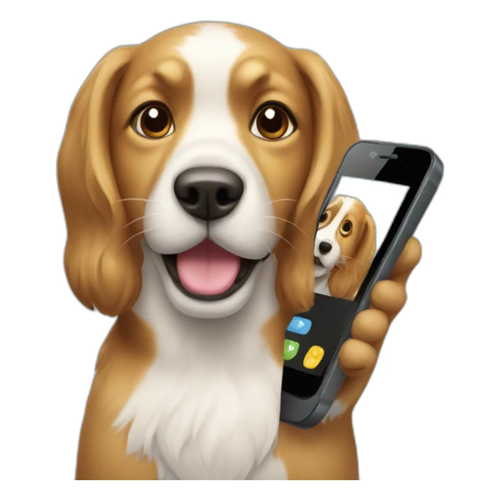 a dog with a phone sticker