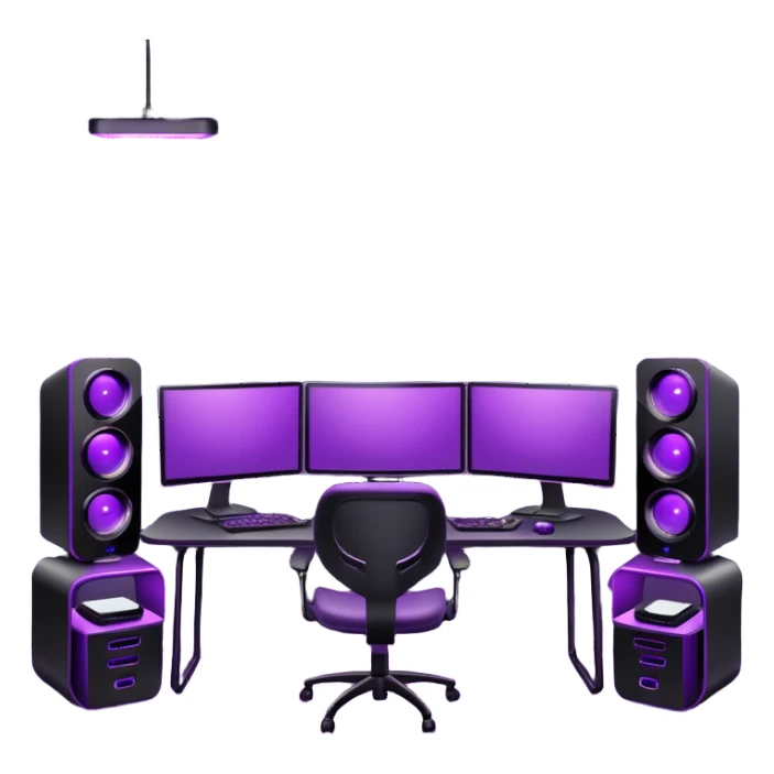 purple gaming setup with two monitors sticker