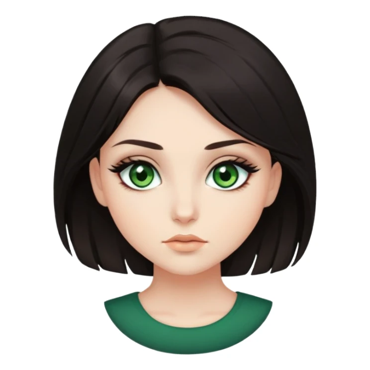 Dark hair girl with green eyes and really long dramatic eyelashes sticker