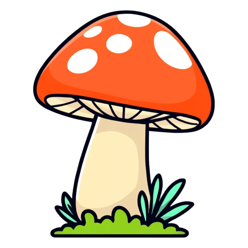 Green and red mushroom sticker