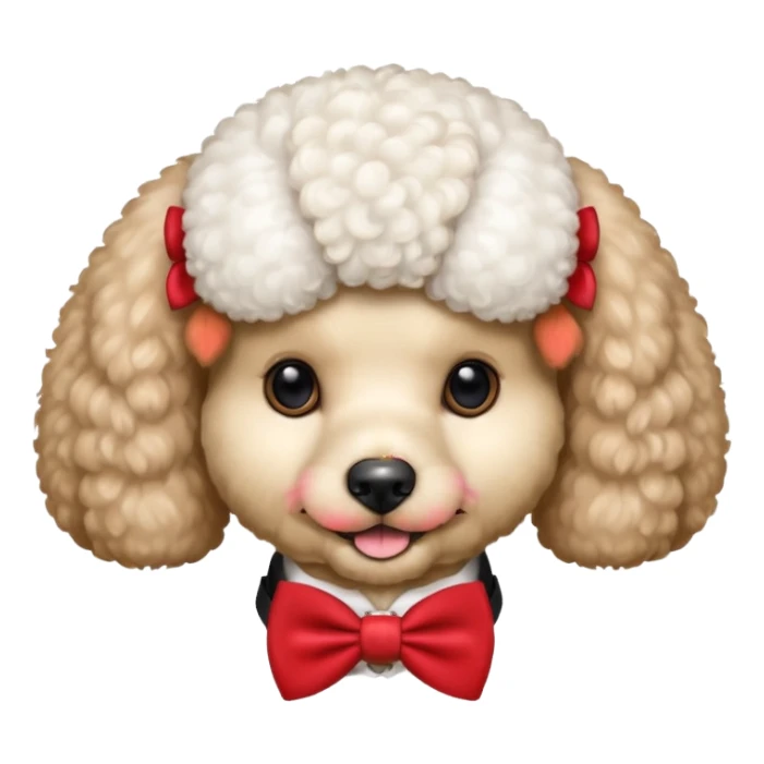 Poodle with red bow tie, half body sticker
