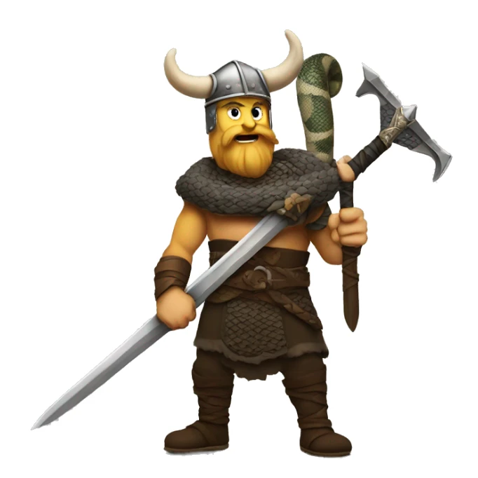 Viking with sword as snake sticker