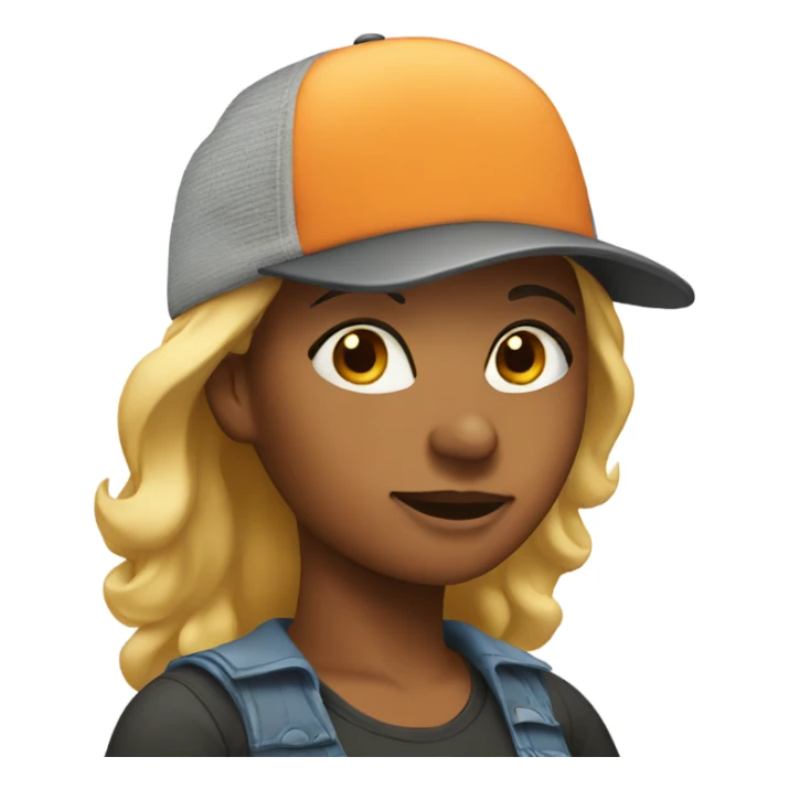 woman with trucker hat sticker