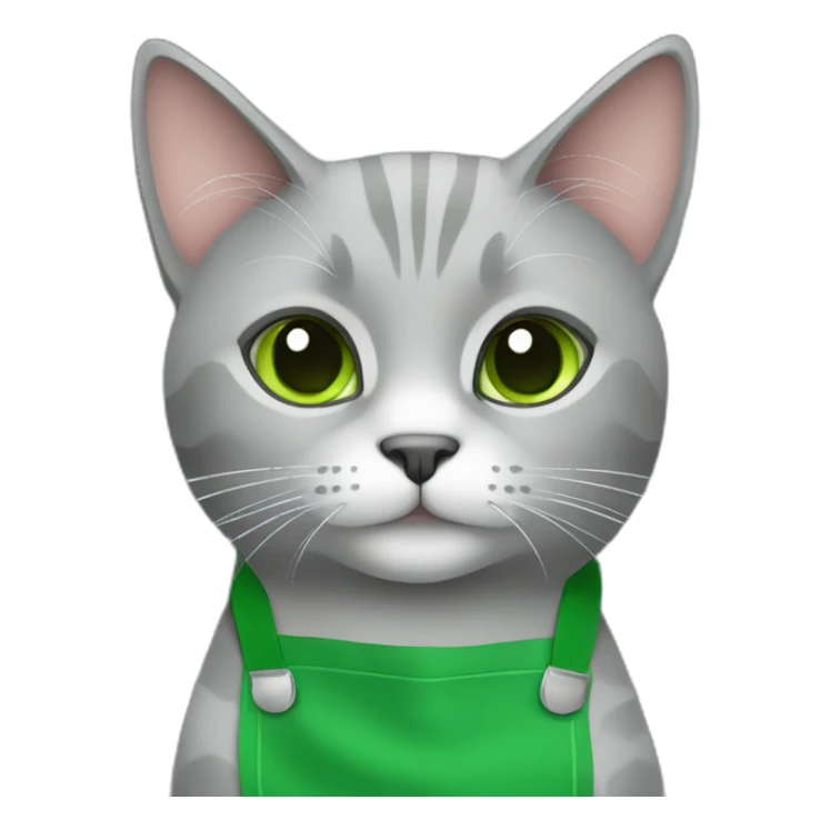 Grey cat with green apron sticker