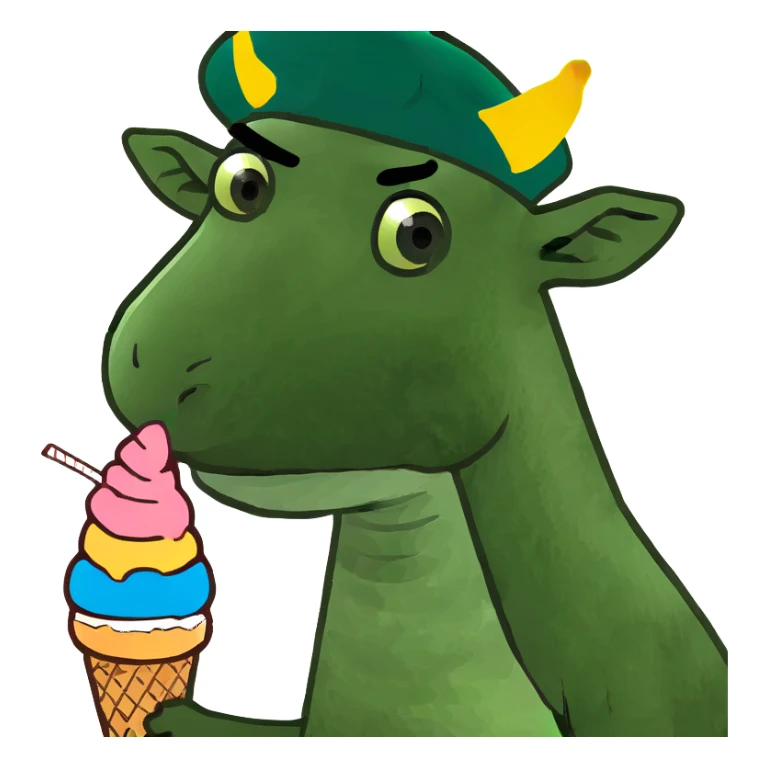 Giraffe eating ice cream with leaves on top sticker
