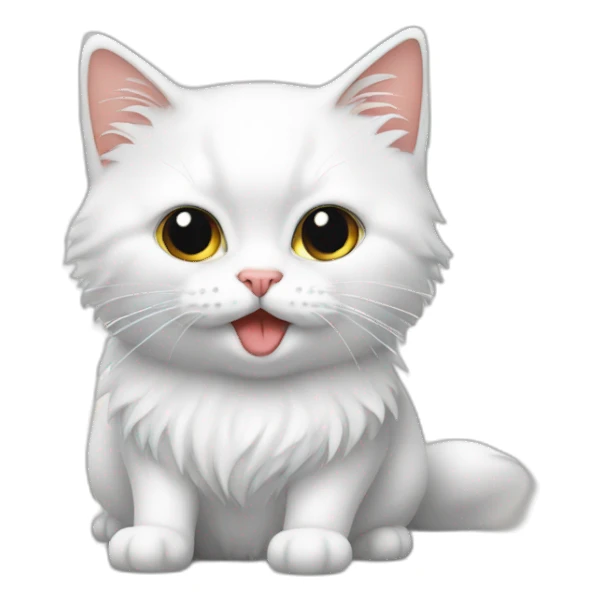 chat blanc à poil long sticker