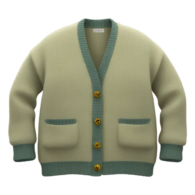 Sage oversize wool open short cardigan, isolated sticker