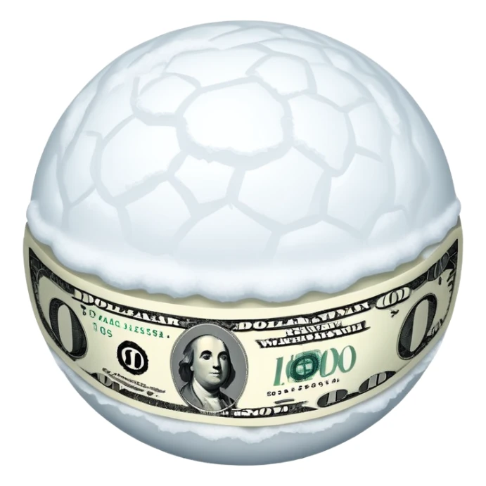 Snow ball with dollar bills  sticker