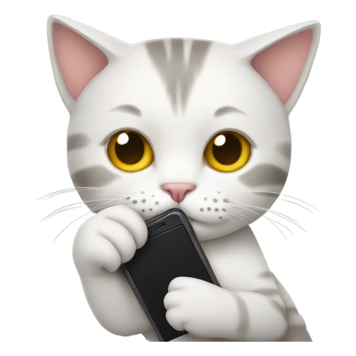 Cat holding a phone sticker