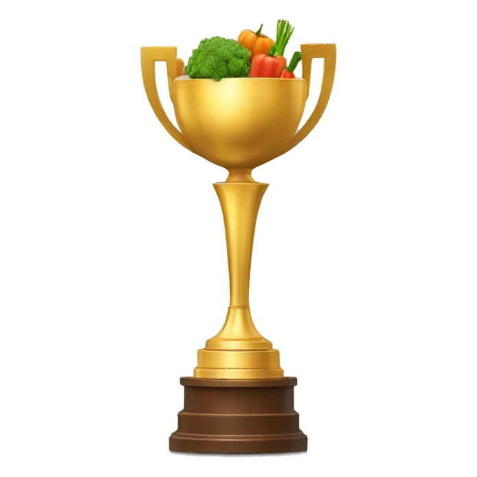 golden championship trophy with vegetables inside sticker