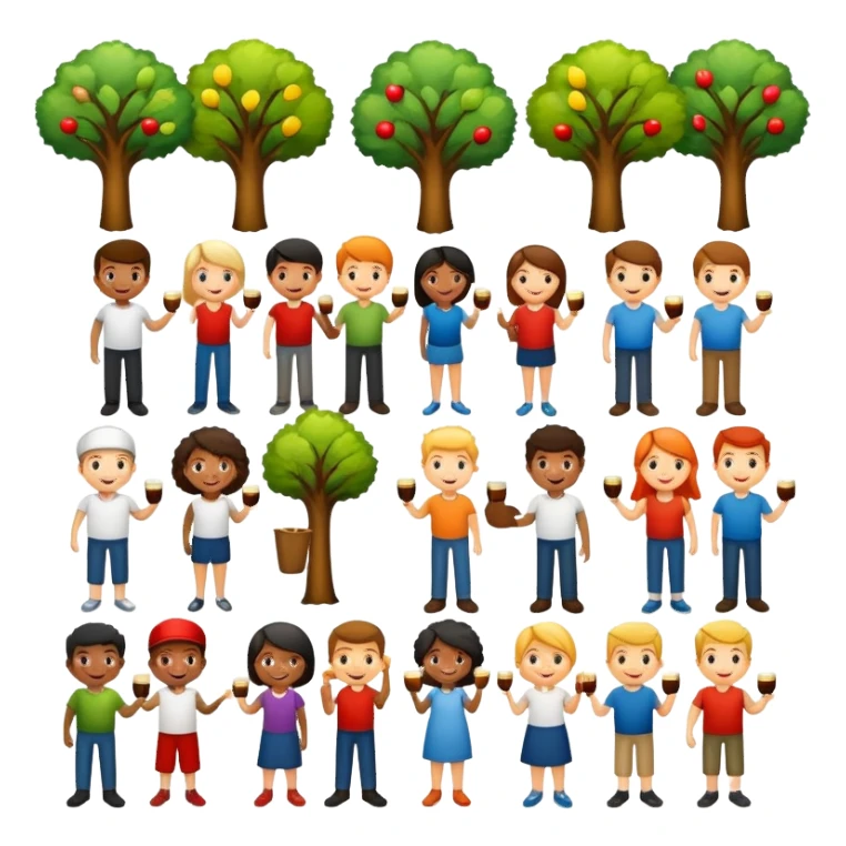 Team, taste, tree places icons sticker